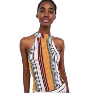 Zara Mock Neck Pleated Tank Top